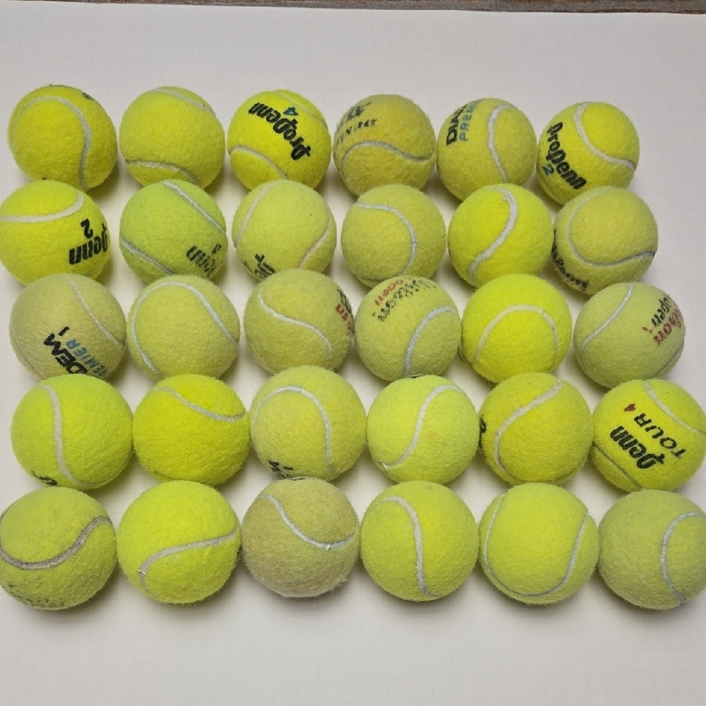 Lot of  30 Used Yellow Tennis Balls